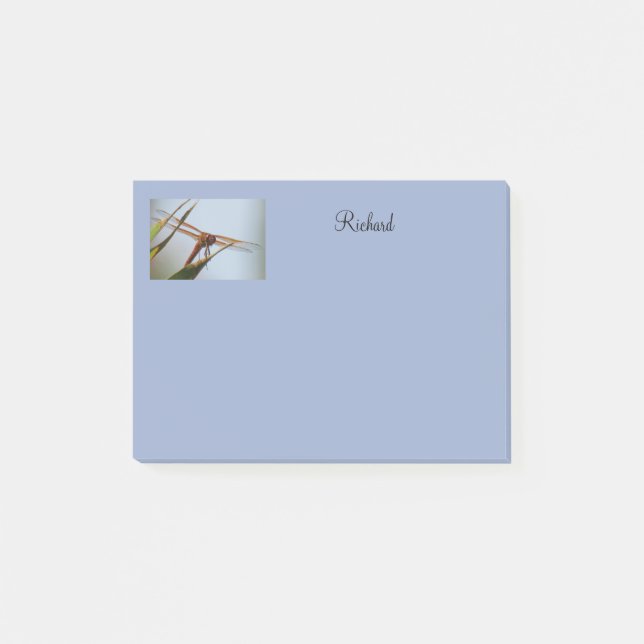 Dragonfly Blue Personalized Post it Notes 4x3 (Front)