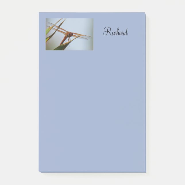 Dragonfly Blue Personalized Post it Notes 4x6 (Front)