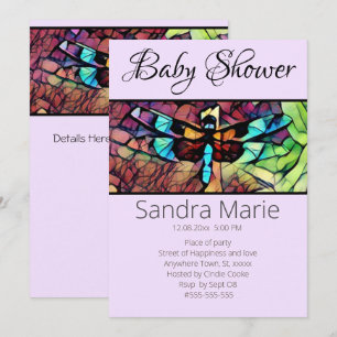 Dragonfly Blue Teal Aqua Black Baby Shower Invitation