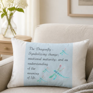 Dragonfly   Blue & White Inspirational Lumbar Pillow
