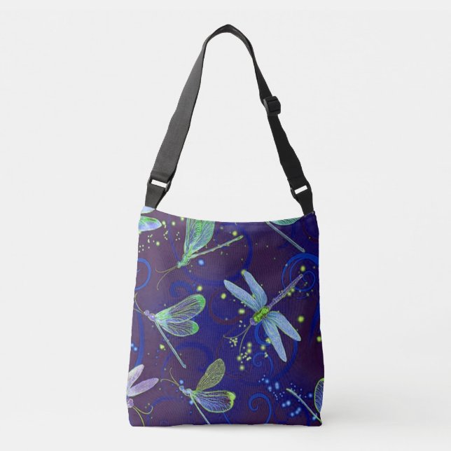 Dragonfly Blues Crossbody Bag (Front)