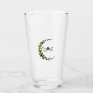 Dragonfly Boho Crescent Moon Peace Sign Hippie Dra Glass