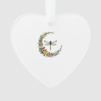 Dragonfly Boho Crescent Moon Peace Sign Hippie Dra Ornament