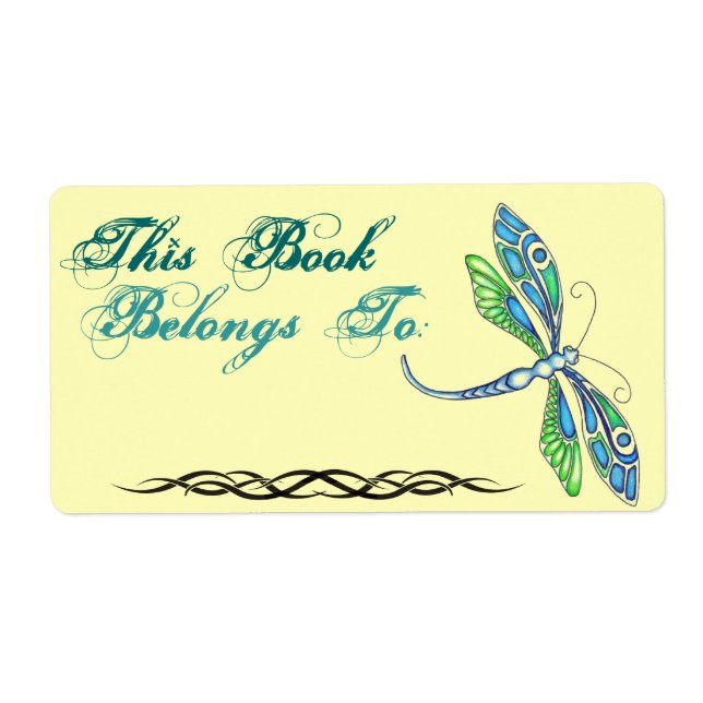Dragonfly Book Plate Ownership Label (Front)