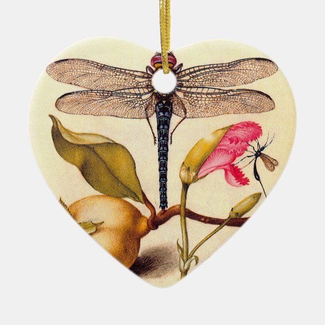 Dragonfly Botanical Nature Wildlife Ceramic Ornament (Front)