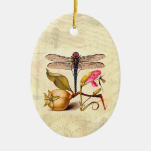 Dragonfly Botanical Nature Wildlife Hoefnagel Art Ceramic Ornament