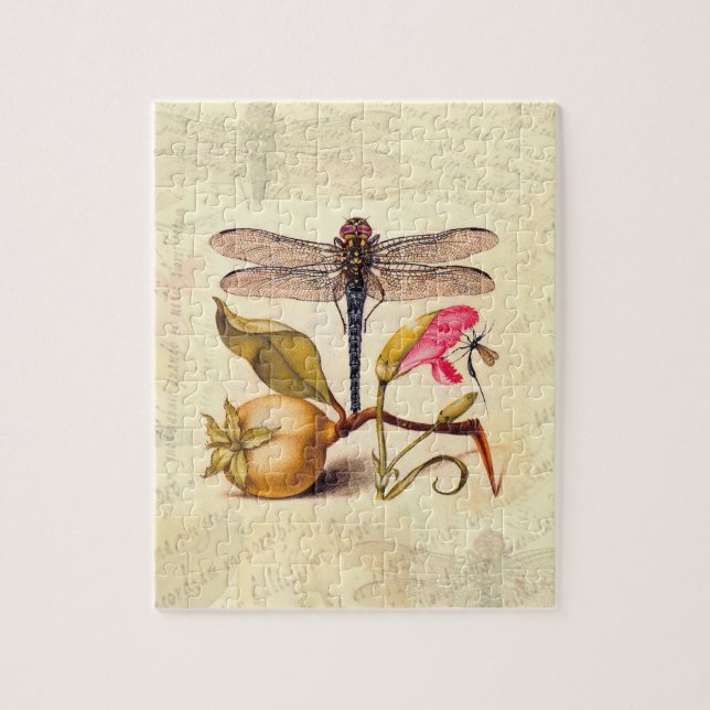 Dragonfly Botanical Nature Wildlife Jigsaw Puzzle (Vertical)