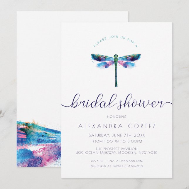 Dragonfly Bridal Shower Invitation (Front/Back)