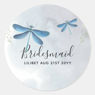 DragonFly BRIDESMAID Bridal Party Personalized Classic Round Sticker