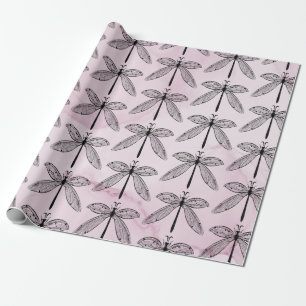 Dragonfly Bug Insect Lover Pink Wrapping Paper