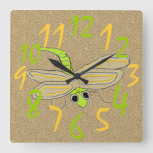 Dragonfly Bug Square Wall Clock