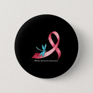 Dragonfly Burgundy Ribbon Brain Aneurysm Awareness 2 Inch Round Button