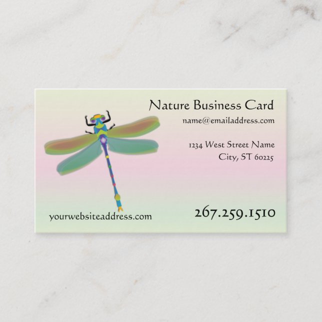 Dragonfly Business Card - Interactive Template (Front)