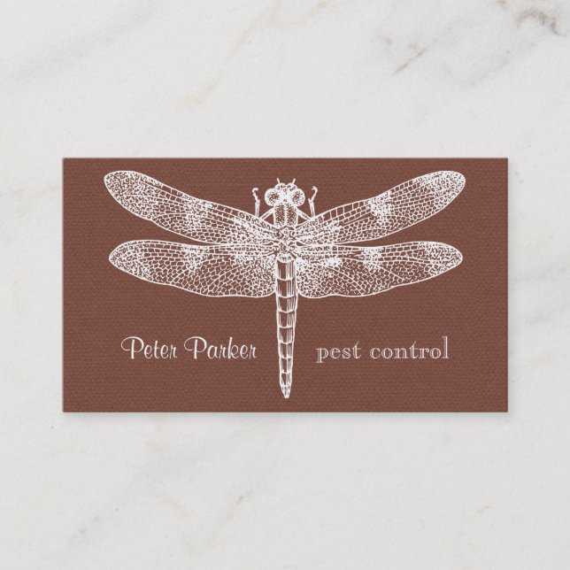 Dragonfly Business Card | rust faux flannel (Front)