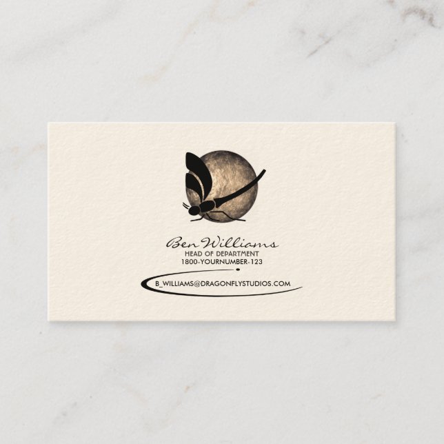 Dragonfly Business Card (W/ Moon Backdrop) (Front)