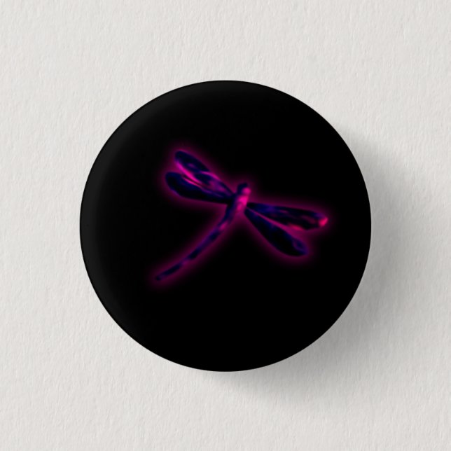 Dragonfly Button - Magenta Glow (Front)
