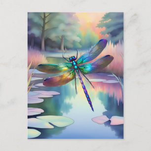 Dragonfly By The Pond Postcard