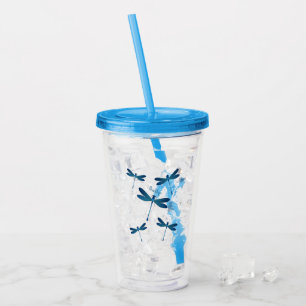 Dragonfly cartoon illustration acrylic tumbler