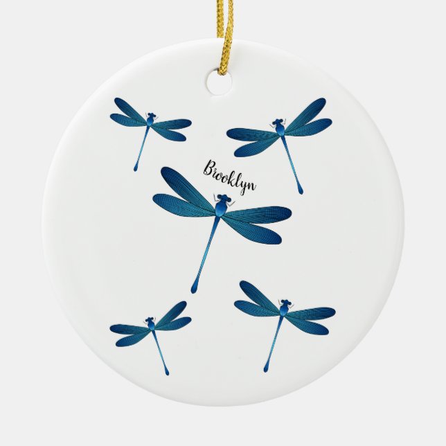 Dragonfly cartoon illustration ceramic ornament (Front)