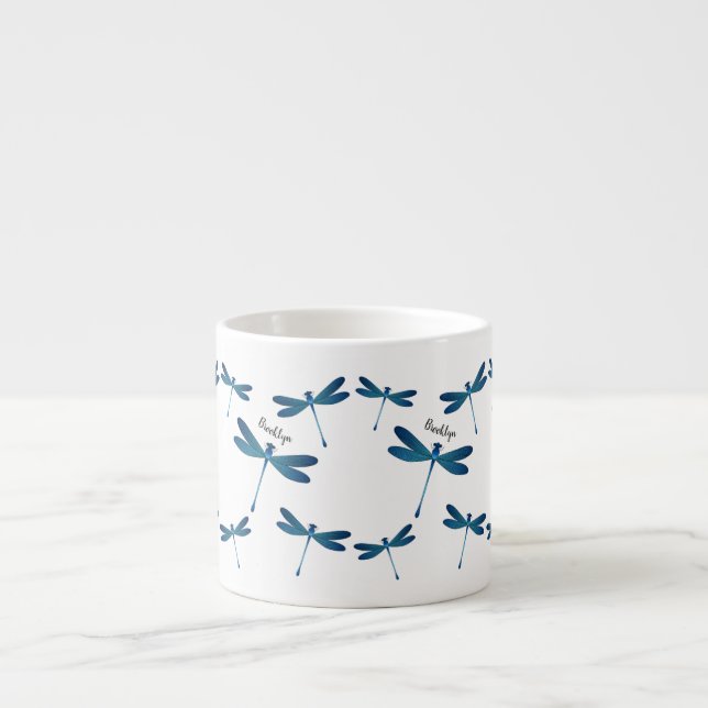 Dragonfly cartoon illustration  espresso cup (Front)