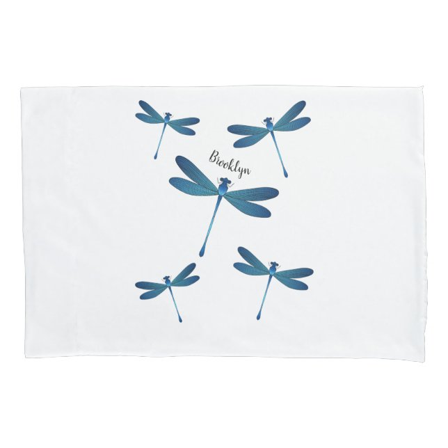 Dragonfly cartoon illustration pillowcase (Front)