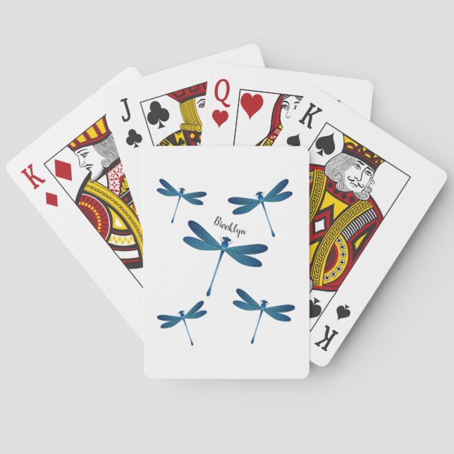 Dragonfly cartoon illustration playing cards (Back)