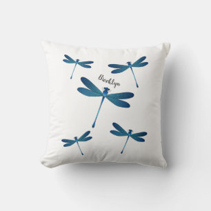 Dragonfly cartoon illustration throw pillow