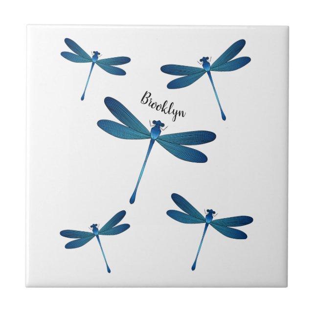 Dragonfly cartoon illustration tile (Front)
