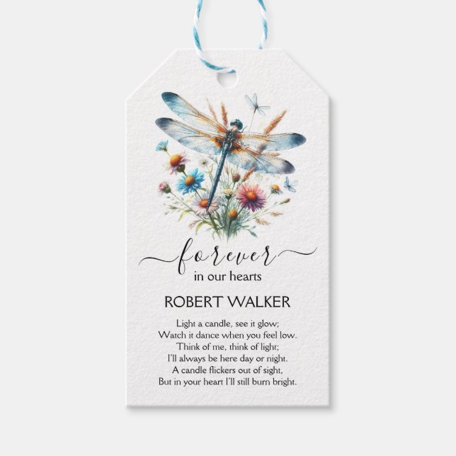  Dragonfly Celebration of Life Favour Tags (Front)