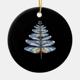 Dragonfly christmas ceramic ornament