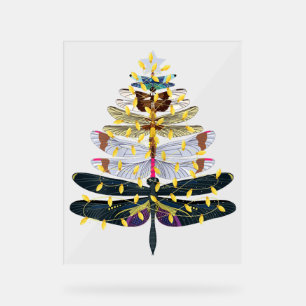 Dragonfly Christmas Tree Acrylic Sign