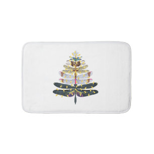 Dragonfly Christmas Tree Bath Mat