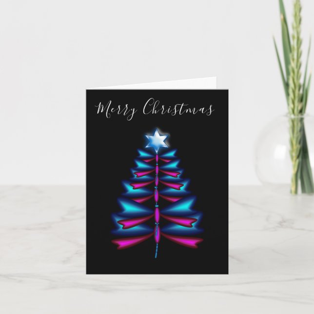 Dragonfly Christmas tree card (Front)