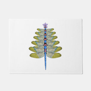 Dragonfly Christmas Tree, Christmas insect Lover Doormat