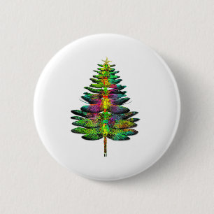 Dragonfly Christmas Tree Dragonfly Xmas 2 Inch Round Button