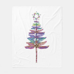 Dragonfly Christmas Tree    Fleece Blanket
