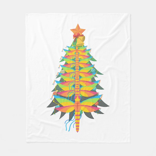 dragonfly christmas tree              fleece blanket (Front)