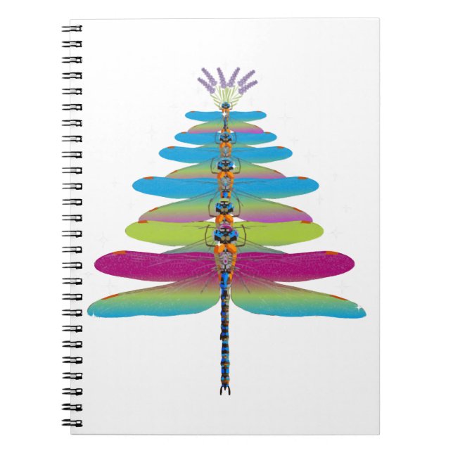 Dragonfly Christmas Tree Funny Insects Lover Xmas Notebook (Front)