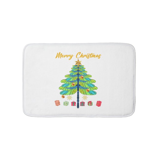 Dragonfly Christmas Tree Gift Bath Mat (Front)