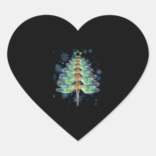 Dragonfly christmas Tree    Heart Sticker