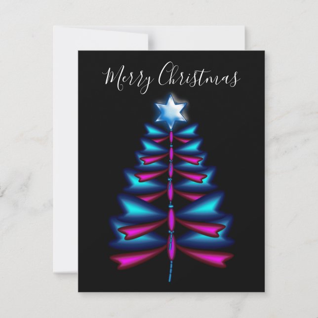 Dragonfly Christmas tree Holiday Card (Front)