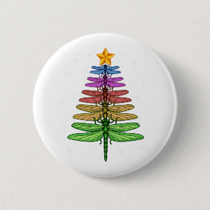 Dragonfly Christmas Tree Shirt Insect Lover Xmas C 2 Inch Round Button
