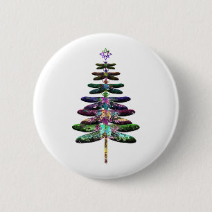 Dragonfly Christmas Tree Shirt Insect Lover Xmas C 2 Inch Round Button