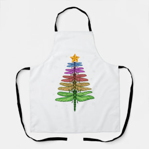 Dragonfly Christmas Tree Shirt Insect Lover Xmas C Apron