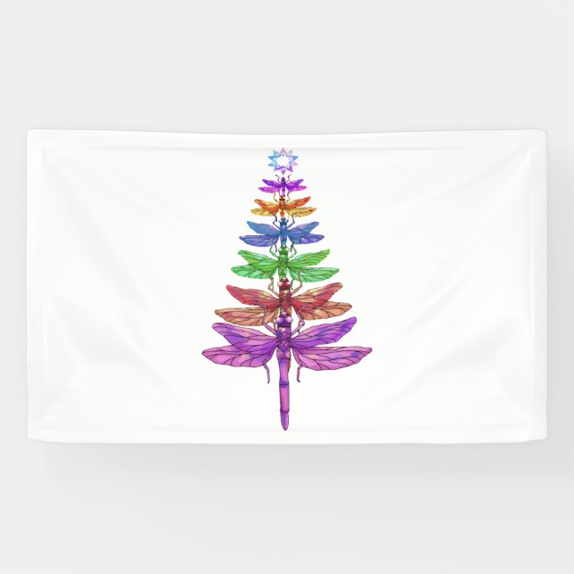 Dragonfly Christmas Tree Shirt Insect Lover Xmas C Banner (Horizontal)