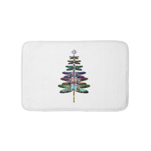 Dragonfly Christmas Tree Shirt Insect Lover Xmas C Bath Mat