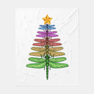Dragonfly Christmas Tree Shirt Insect Lover Xmas C Fleece Blanket