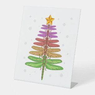 Dragonfly Christmas Tree Shirt Insect Lover Xmas C Pedestal Sign