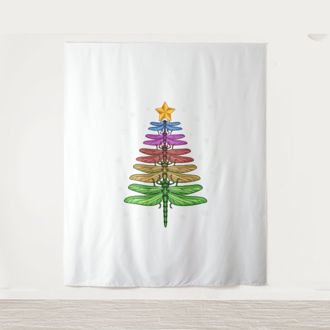 Dragonfly Christmas Tree Shirt Insect Lover Xmas C Tapestry (Front)
