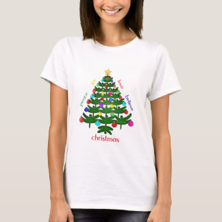Dragonfly Christmas Tree with Peace, Love & More T-Shirt